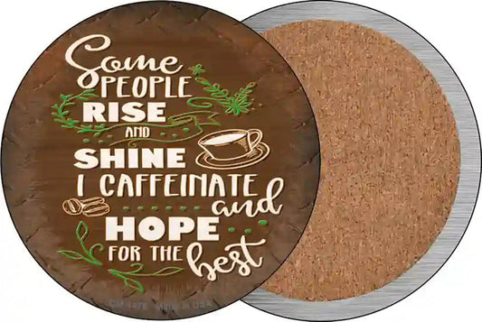 Caffeinate and Hope Novelty Circle Coaster Set of 4