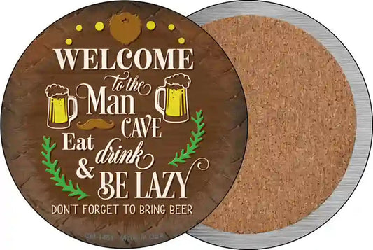 Eat Drink And Be Lazy Novelty Circle Coaster Set of 4