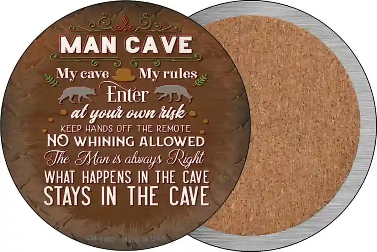 No Whining In Cave Novelty Circle Coaster Set of 4