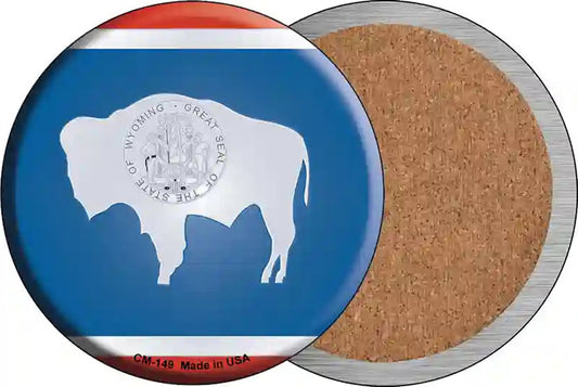 Wyoming State Flag Novelty Circle Coaster Set of 4