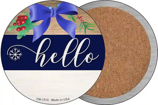Hello Bow Novelty Circle Coaster Set of 4
