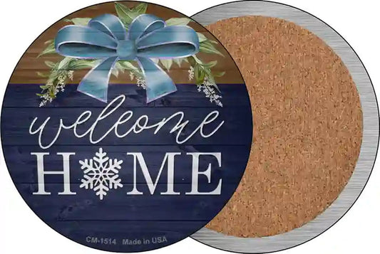 Welcome Home Snowflake Novelty Circle Coaster Set of 4