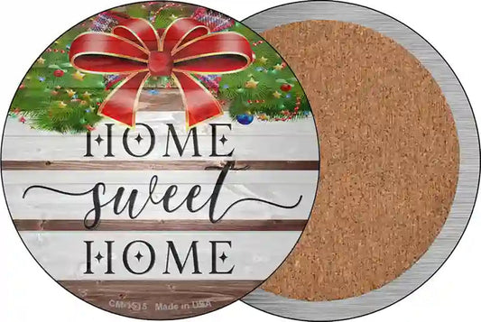 Home Sweet Home Ribbon Novelty Circle Coaster Set of 4
