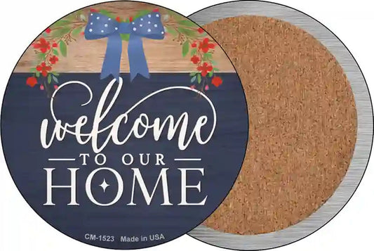 Our Home Bow Novelty Circle Coaster Set of 4