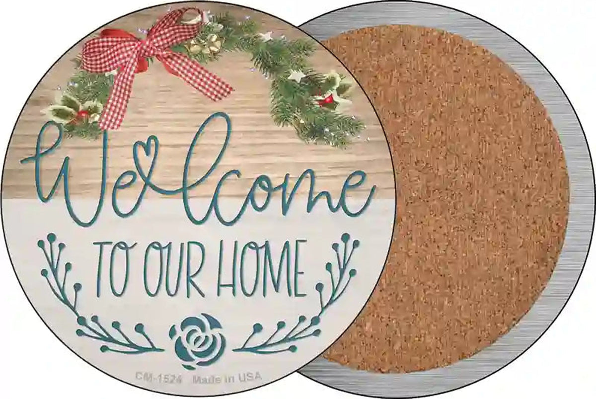 Our Home Wreath Novelty Circle Coaster Set of 4