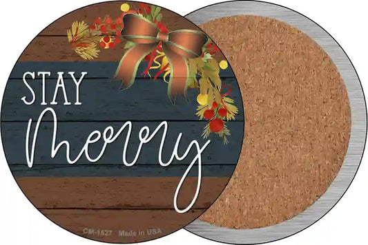 Stay Merry Novelty Circle Coaster Set of 4