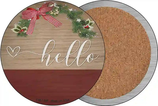 Heart Hello Novelty Circle Coaster Set of 4