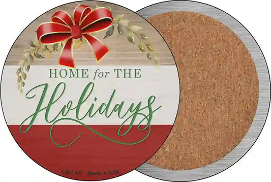 Home For The Holidays Novelty Circle Coaster Set of 4