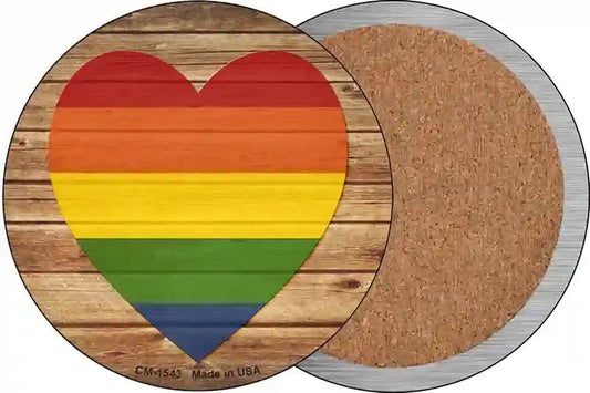 Heart Rainbow Novelty Circle Coaster Set of 4