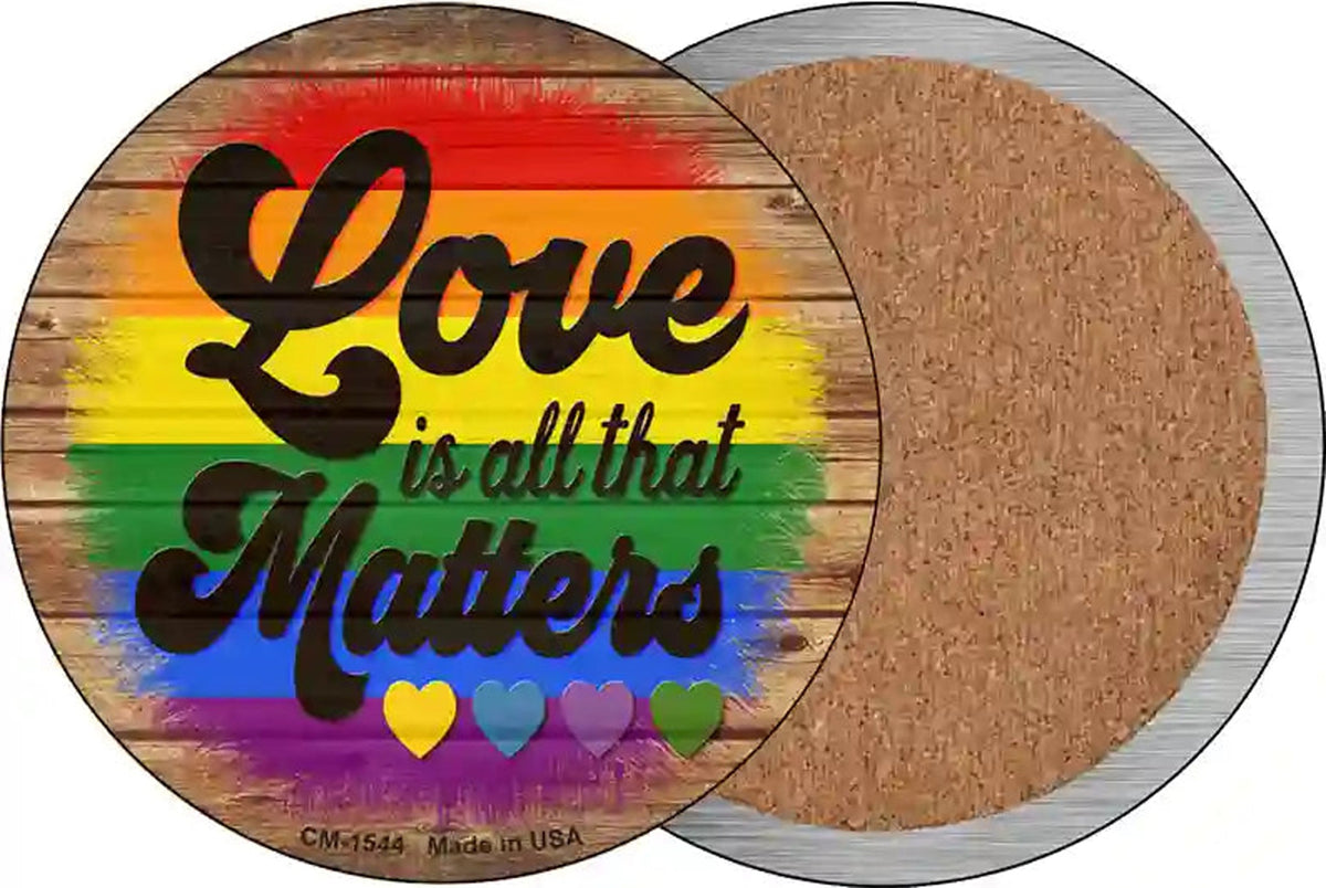 Love All That Matters Rainbow Novelty Circle Coaster Set of 4