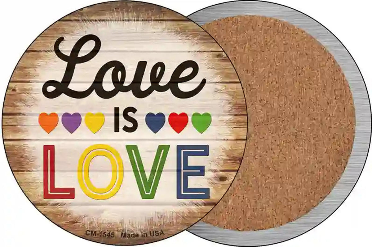 Love Is Love Rainbow Novelty Circle Coaster Set of 4