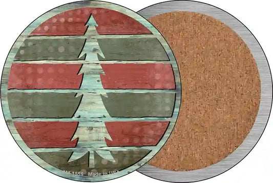 Tree Red and Green Novelty Circle Coaster Set of 4