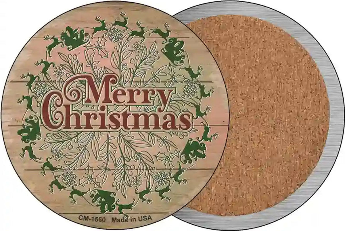 Merry Christmas with Santa Novelty Circle Coaster Set of 4