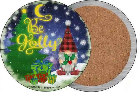 Be Jolly Gnome Novelty Circle Coaster Set of 4