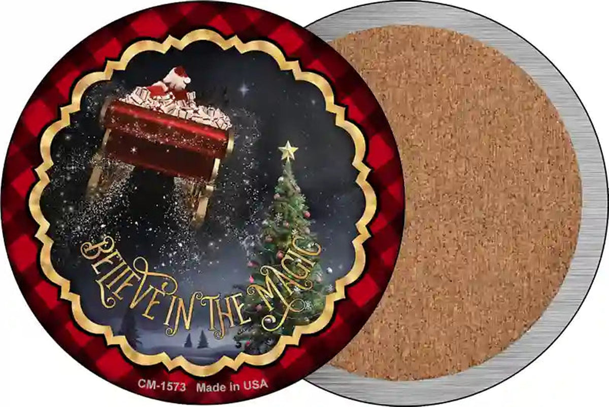 Believe in Magic Santa Novelty Circle Coaster Set of 4