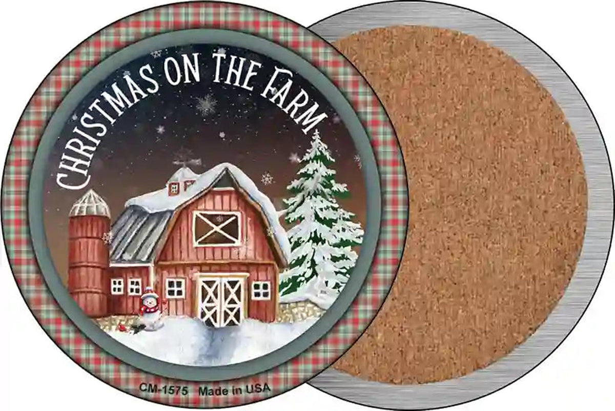 Christmas on the Farm Novelty Circle Coaster Set of 4