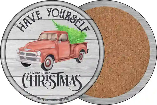 Merry Little Christmas Novelty Circle Coaster Set of 4
