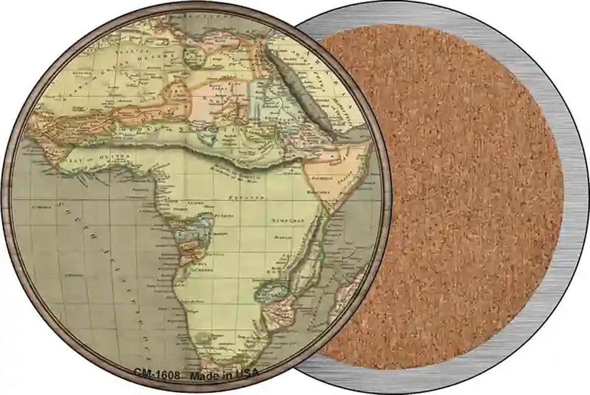 Africa Map Novelty Circle Coaster Set of 4
