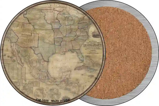 United States Map Novelty Circle Coaster Set of 4