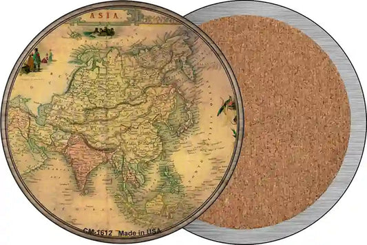 Asia Map Novelty Circle Coaster Set of 4