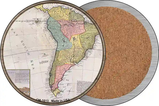 South America Map Novelty Circle Coaster Set of 4