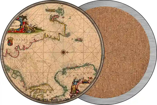 North Sea Map Novelty Circle Coaster Set of 4