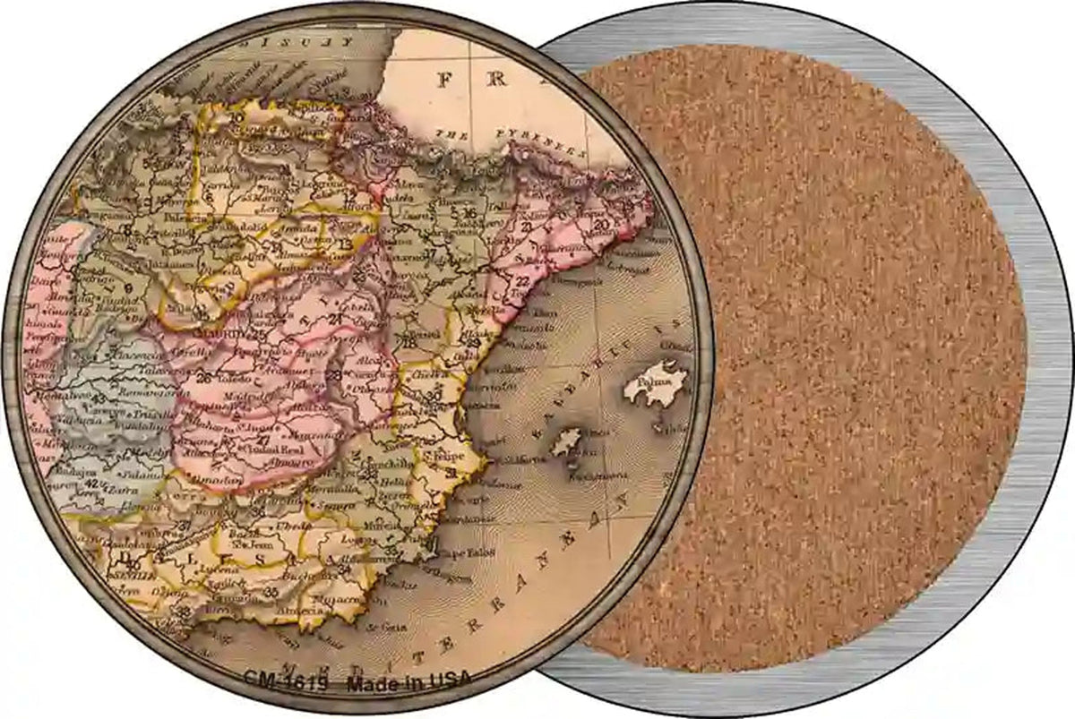Spain Map Novelty Circle Coaster Set of 4