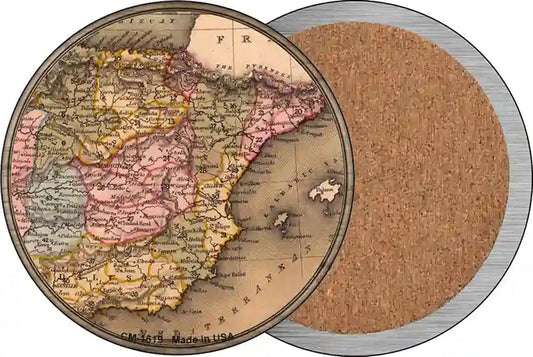 Spain Map Novelty Circle Coaster Set of 4