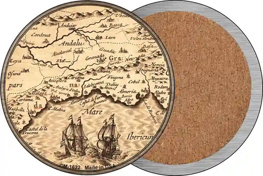 Southern Spain Map Novelty Circle Coaster Set of 4