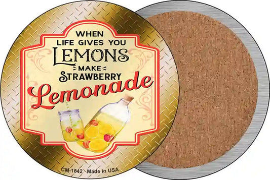 Make Strawberry Lemonade Gold Novelty Circle Coaster Set of 4