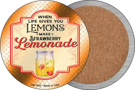 Make Strawberry Lemonade Orange Novelty Circle Coaster Set of 4