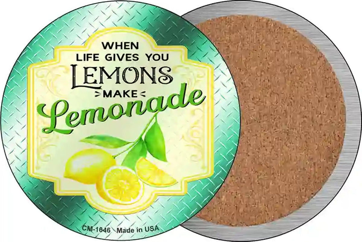 Make Lemonade Aqua Novelty Circle Coaster Set of 4