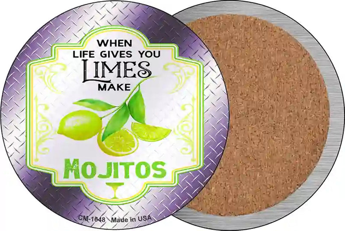 Make Mojitos Purple Novelty Circle Coaster Set of 4
