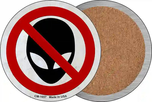 No Aliens Novelty Circle Coaster Set of 4
