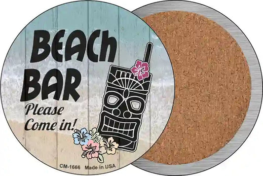 Beach Bar Tiki Novelty Circle Coaster Set of 4
