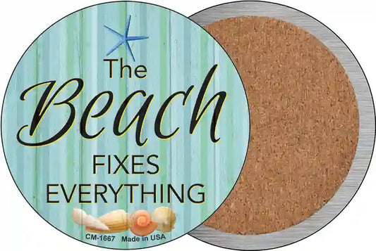 Beach Fixes Everything Novelty Circle Coaster Set of 4