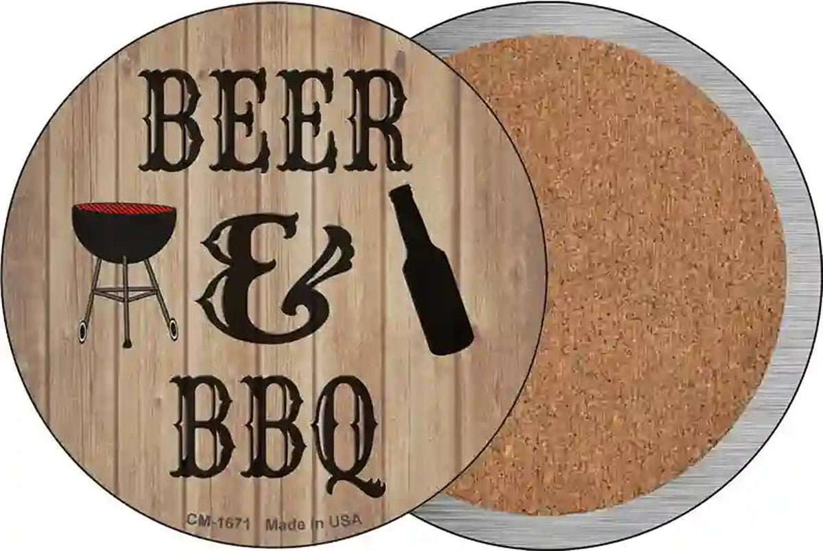 Beer And BBQ Novelty Circle Coaster Set of 4