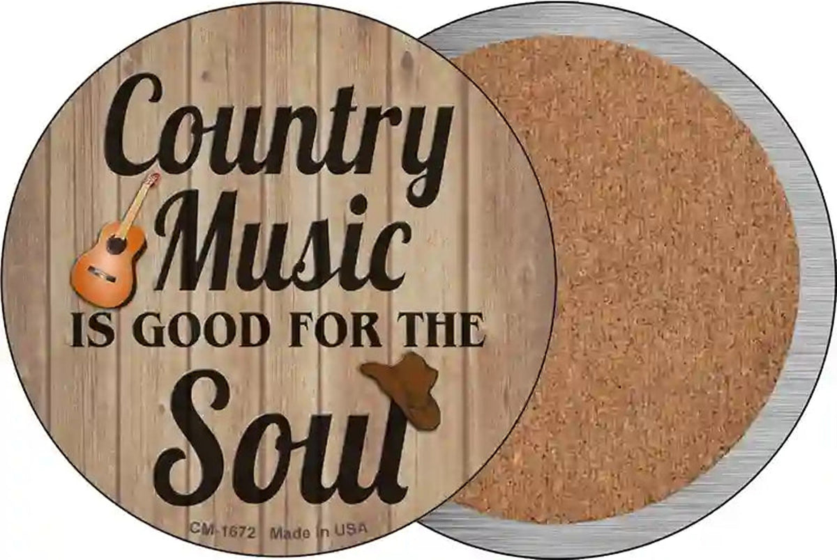 Country Music Soul Novelty Circle Coaster Set of 4