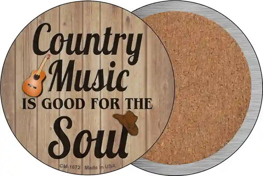Country Music Soul Novelty Circle Coaster Set of 4