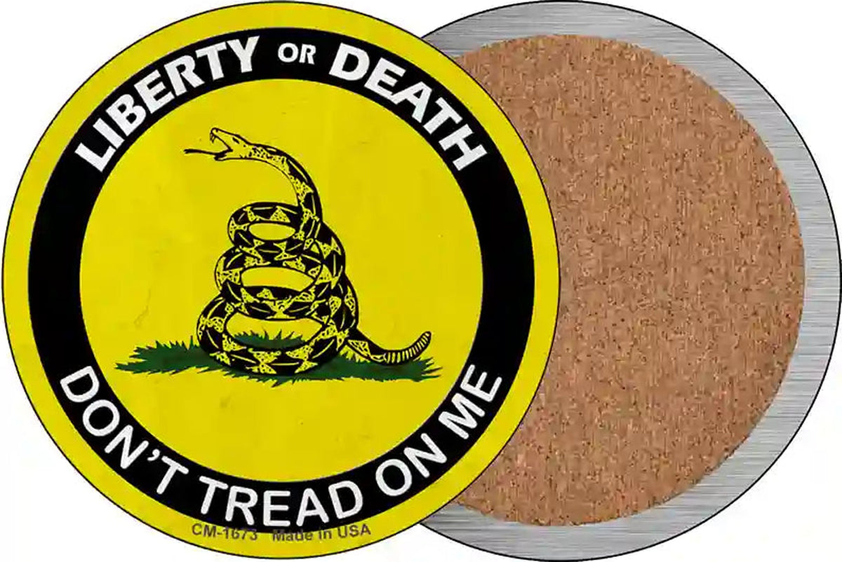 Liberty Or Death Gadsden Novelty Circle Coaster Set of 4