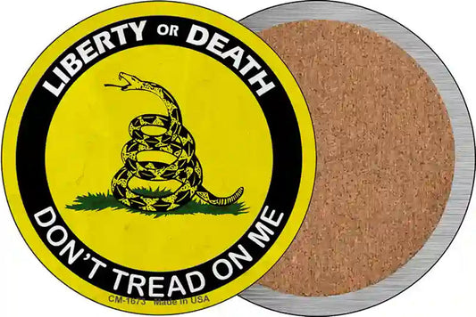 Liberty Or Death Gadsden Novelty Circle Coaster Set of 4