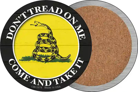 Come And Take It Gadsden Novelty Circle Coaster Set of 4