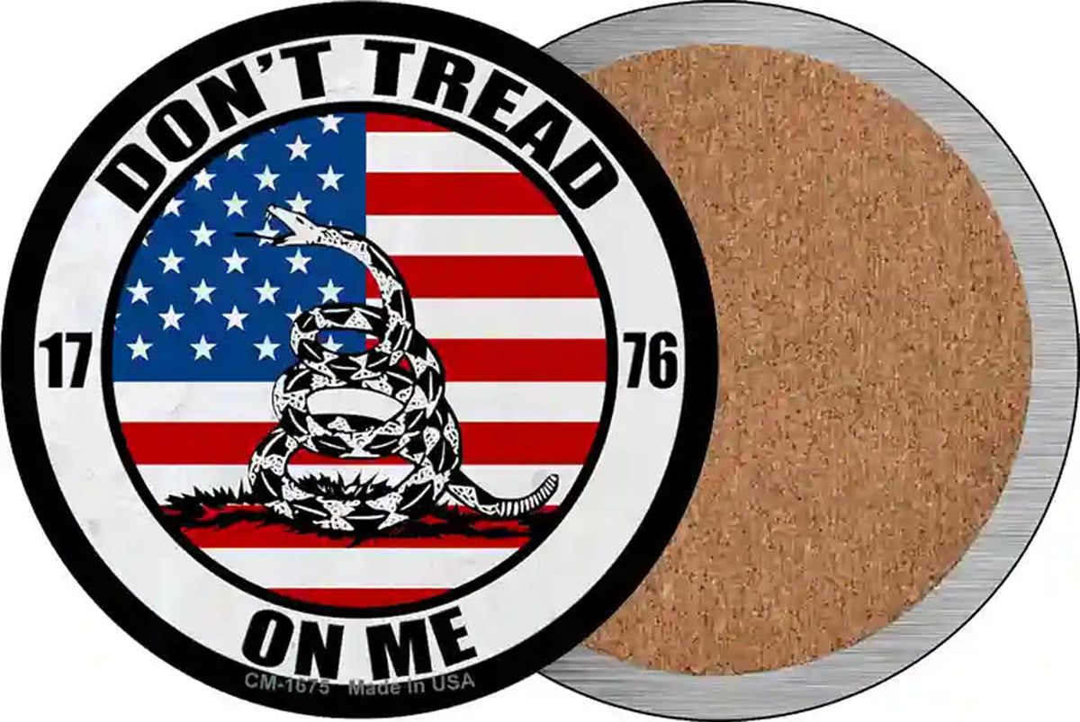 1776 US Flag Gadsden Novelty Circle Coaster Set of 4