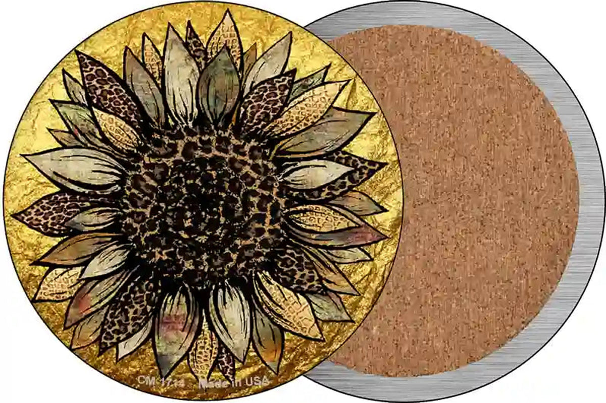 Western Sunflower Novelty Circle Coaster Set of 4