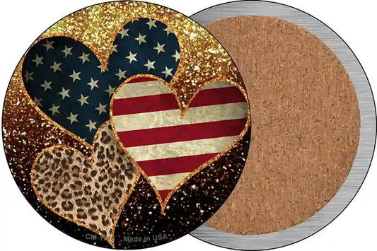 Stars Stripes Animal Print Hearts Novelty Circle Coaster Set of 4