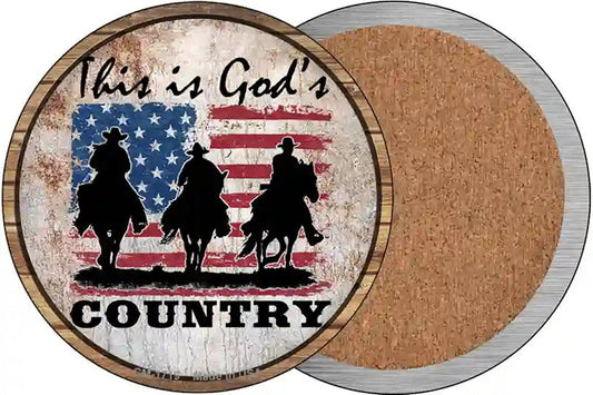 Gods Country Three Horsemen Novelty Circle Coaster Set of 4