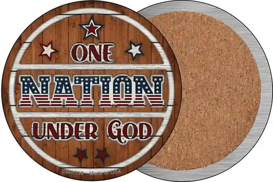 One Nation Wood Novelty Circle Coaster Set of 4