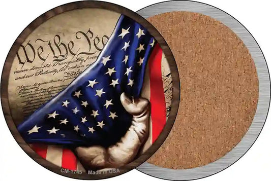 Constitution American Flag Novelty Circle Coaster Set of 4