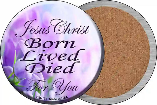 Born Lived Died Novelty Circle Coaster Set of 4