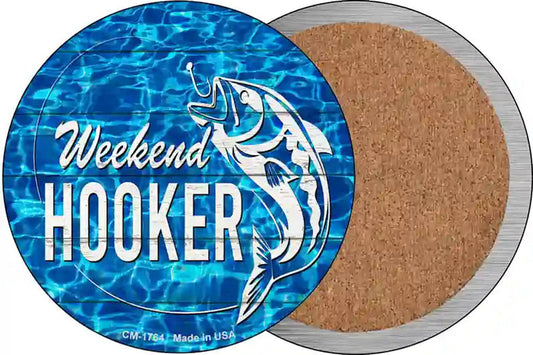 Weekend Hooker Bass Water Background Novelty Circle Coaster Set of 4